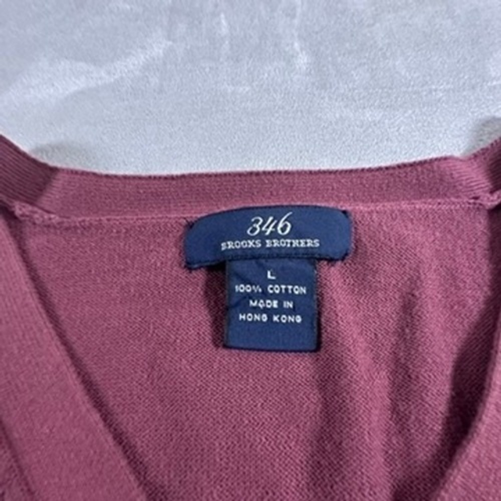 Brooks Brothers Sweater Vest Mens Cotton V-Neck Pullover L 100 Wool Burgundy Red - Picture 4 of 7